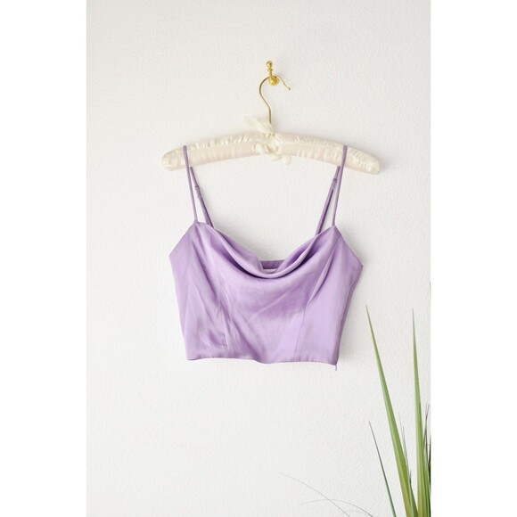 H&M Crop Top Woman's Xs Pastel Purple Lavender Princess Coquette Satin - Picture 1 of 8